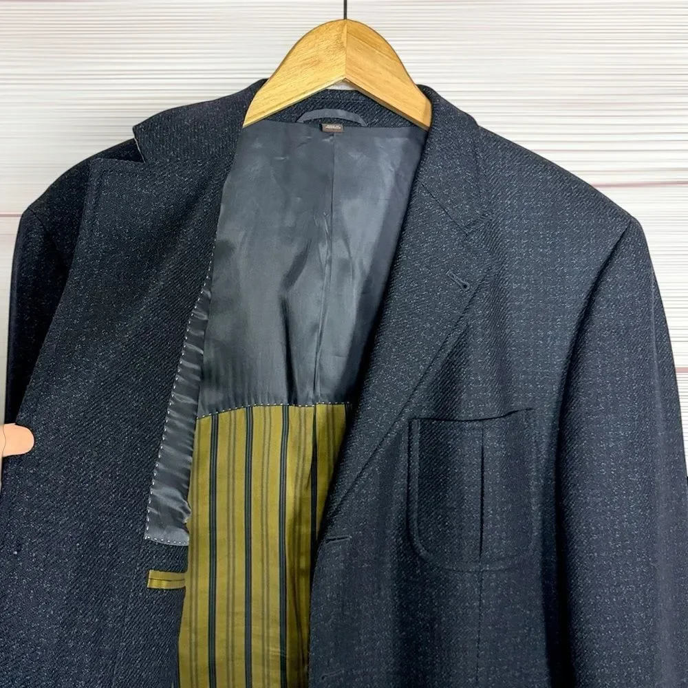 Kroon Wool Cashmere Sport Coat Blazer 3 Button Double Vent Dark Navy 44R